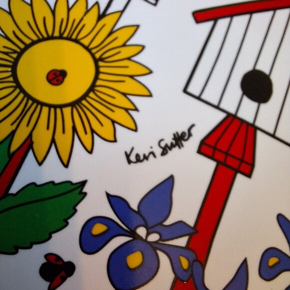 My Garden Keri Sutter 1998 Trivet Ceramic Honey Bee Birdhouse Country Farmhouse - Picture 10 of 13
